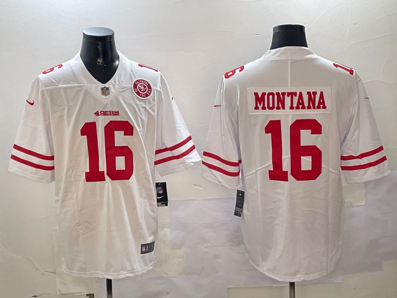 Men San Francisco 49ers #16 Montana White Second generation 2024 Nike Limited NFL Jersey style 01083->san francisco 49ers->NFL Jersey
